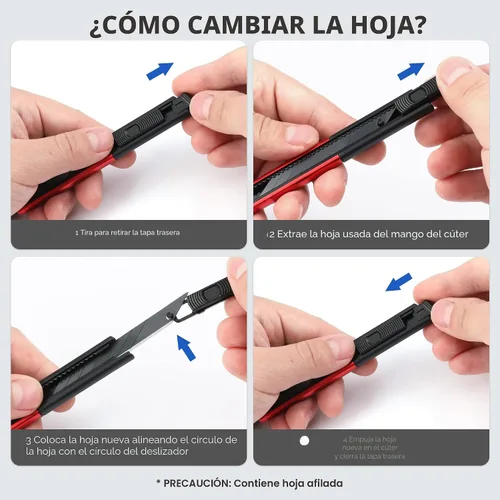 Vista 6 de WORKPRO Cuchillo de uso general premium con cuchilla retráctil y desmontable, juego de cortador de caja de aluminio resistente, cuchillos