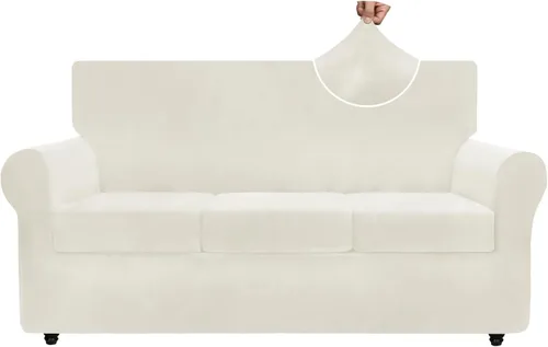 Vista 42 de ZNSAYOTX Fundas elásticas para silla de terciopelo de lujo con brazo, 2 piezas, para sala de estar, funda gruesa y suave, antideslizante, protector
