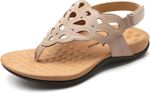 Vista 7 de Athlefit Sandalias ortopédicas para mujer, sandalias ortopédicas ajustables de verano con soporte de arco