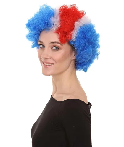 Vista 2 de FLAGWIGS Peluca afro de fiesta azul rojo HW-096