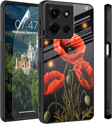 Vista 8 de Funda para Motorola Moto Edge 2022, cubierta trasera de vidrio templado con protector de pantalla, funda protectora a prueba de golpes para Motorola