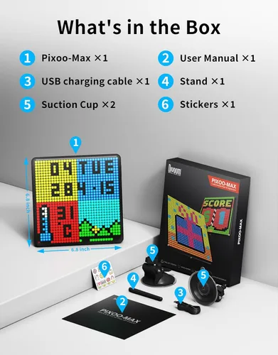 Vista 7 de Divoom Pixoo Visualización Max Pixel, APP Pantalla de control de teléfono móvil con pantalla LED programable de 32 X 32 para decoración del hogar