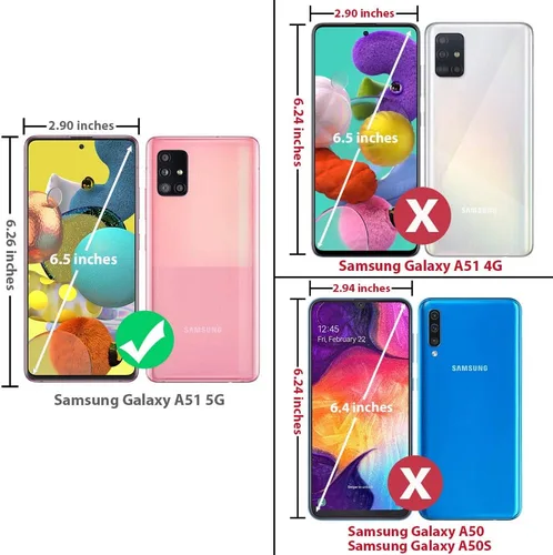 Vista 2 de TJS Funda compatible con Samsung Galaxy A51 5G (no compatible con Galaxy A51 4G), con protector de pantalla de vidrio templado, anillo de metal