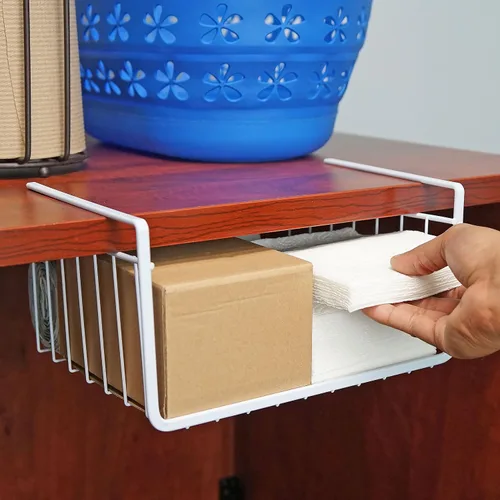 Vista 5 de Cesta Southern Homewares para organizar, para debajo de la estantería, de alambre blanco, Blanco