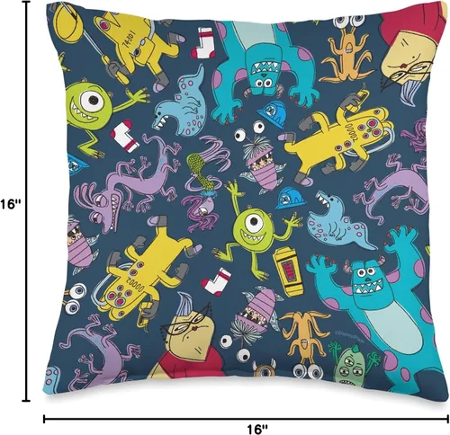Vista 4 de PIXAR Disney Monsters Scare Crew - Almohada de 16 x 16 pulgadas, multicolor