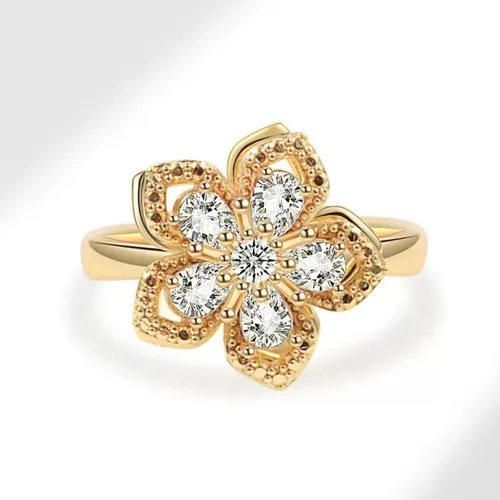 Vista 29 de Sunflower Ring Spinning Fidget Rings for Anxiety Open Adjustable Spinner Sun Ring Creative Relieving Stress Rotating Jewelry