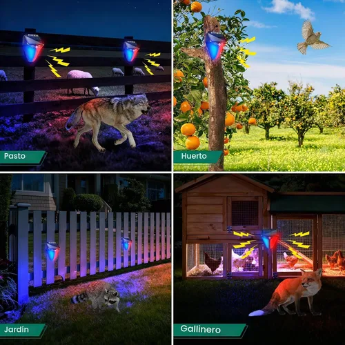 Vista 6 de Aolyty Luz solar de alarma con sensor de movimiento con sirena, 4 modos, paquete de 2 IP65 impermeable rojo y azul LED luces de advertencia