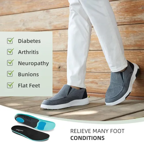 Vista 4 de OrthoComfoot Zapatos ortopédicos cómodos sin cordones para hombre con soporte de arco, mocasines ortopédicos para fascitis plantar, zapatos de lona