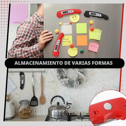 Vista 6 de Termómetro digital para carne, 6 piezas, plegable, de lectura instantánea, termómetro de alimentos, impermeable, sonda digital de alimentos con imán