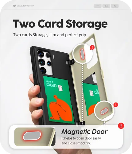 Vista 3 de GOOSPERY Funda Magnética con Tapa Compatible con Galaxy S22 Ultra, Soporte para Tarjetas, Cartera con Imán de Fácil Uso, Cierre Automático, Cubierta