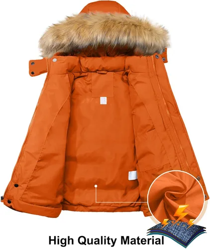 Vista 3 de Szory Abrigo de parka grueso para niño, chaqueta cálida de invierno con capucha de piel extraíble