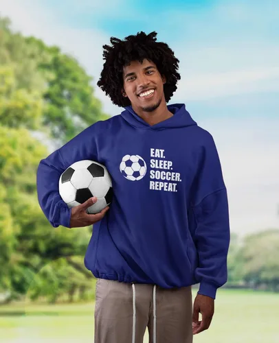 Vista 2 de Tstars Sudadera con capucha Eat Sleep Soccer para niños y hombres