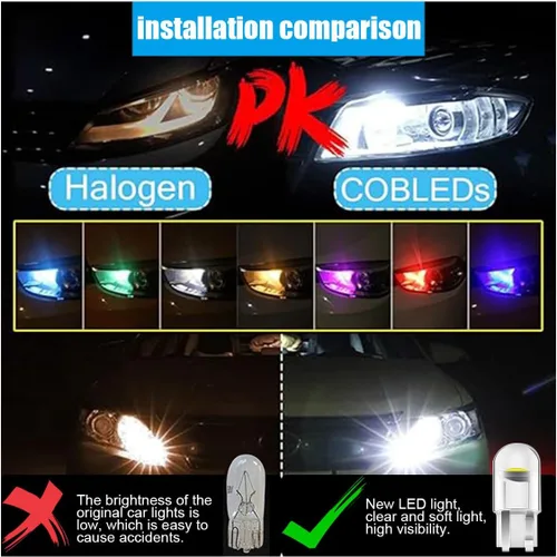 Vista 4 de Paquete de 30 bombillas LED para coche 194, 0.36W 12V T10 6000K luces interiores, bombillas LED COB 168 2825 W5W cuña, reemplazo universal para luz