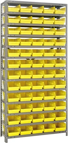 Vista 348 de Quantum QSBU-245BK Heavy Duty Shelving Unit with (7) Shelves and (24) QUS245 Black Bins for Garage Warehouse Storage Distribution 400 lb Load