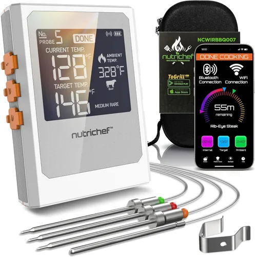 Vista 10 de NutriChef Termómetro de barbacoa mejorado, sondas de temperatura – 2 piezas de acero inoxidable para NutriChef PWIRBBQ80 termómetro digital