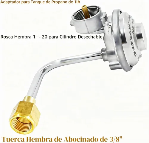 Vista 3 de Regulador de tanque de propano de 1 libra con tuerca acampanada de 3/8 pulgadas válvula universal de baja presión para parrillas portátiles, estufas