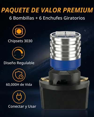 Vista 2 de WLJH Bombilla LED PC194 T10 azul con enchufes de bloqueo giratorio para medidor de tablero 3030 SMD, 200lm, PC194 PC168 PC195, Plug and Play, Map