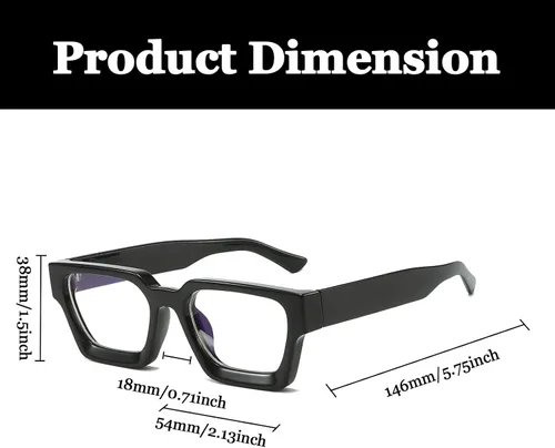 Vista 3 de LJCZKA Gafas cuadradas con bloqueo de luz azul para mujeres y hombres, marco grueso, anteojos para juegos de computadora, anteojos antifatiga ocular