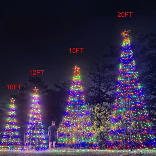 Vista 3 de Fairyrain Iluminación exterior de 15 pies para árbol de Navidad Arbol de Multicolor