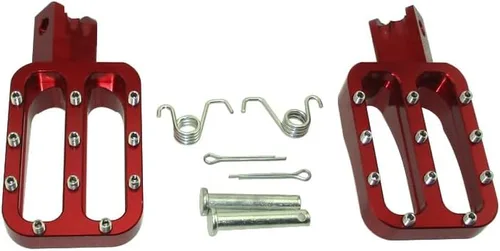 Vista 6 de Estriberas de aluminio CNC rojo para bicicleta de cross de fabricación china, 50 cc, 70 cc, 90 cc, 110 cc, 125 cc, 140 cc, 150 cc, 160 cc