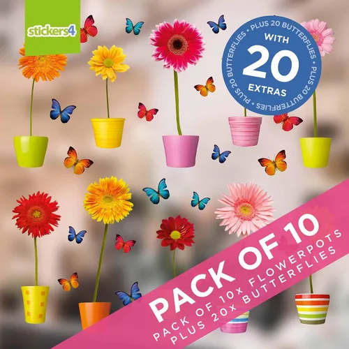 Vista 2 de 10 adhesivos de resorte para ventanas de vidrio con 20 calcomanías de mariposa para ventana, calcomanías de flores grandes, calcomanías de primavera