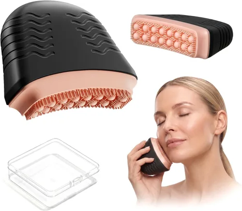 Vista 12 de Silicone Lymphatic Contour Face Brush, Face Brush for Lymphatic Drainage Almond