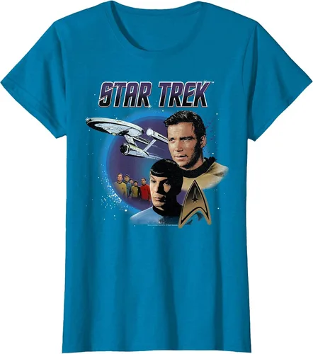 Vista 59 de Star Trek Original Series Vintage Enterprise T-Shirt Baby Blue