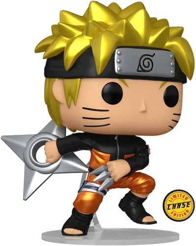 Vista 2 de Funko Naruto Shippuden - Naruto Uzumaki con figura de vinilo Shuriken #1843, paquete coleccionable con funda protectora compatible con pop