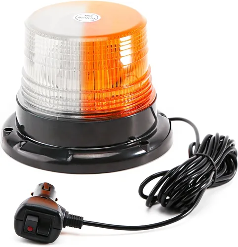 Vista 13 de Luces de baliza estroboscópicas ámbar con base magnética, barra de luz mini de emergencia de flash de seguridad de 12-24V para camiones, vehículos