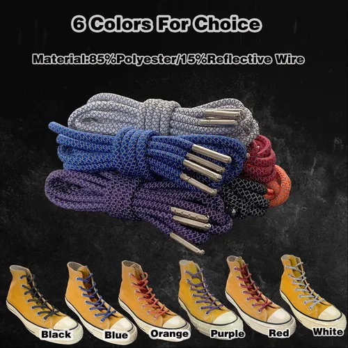 Vista 3 de Sport Round Shoe Laces Reflective, for ShoesBoots 9 Different Lengths Thick 6