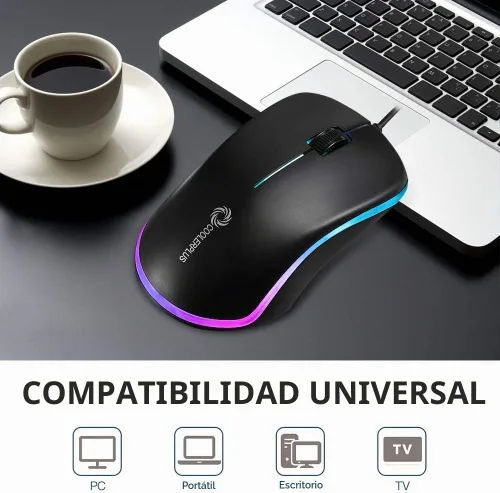 Vista 3 de COOLERPLUS FC112 - Mouse óptico USB con cable para computadora con fácil clic para oficina y hogar, 1000 DPI, premium y portátil, compatible con PC