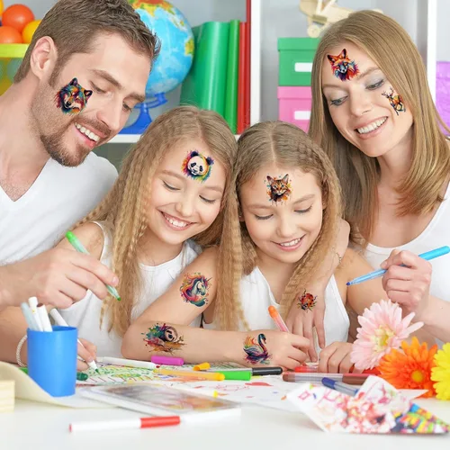 Vista 5 de Hotoyannia 160 piezas de 30 hojas de tatuajes temporales de animales de acuarela para niños – Individualmente lindos animales tatuajes temporales