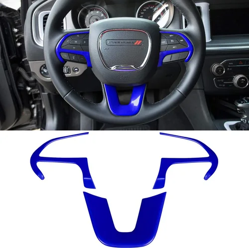 Vista 14 de Kit de decoración de accesorios interiores para cubierta de volante para Dodge Challenger Charger 2015-2024, para Dodge Durango y Jeep Grand Negro