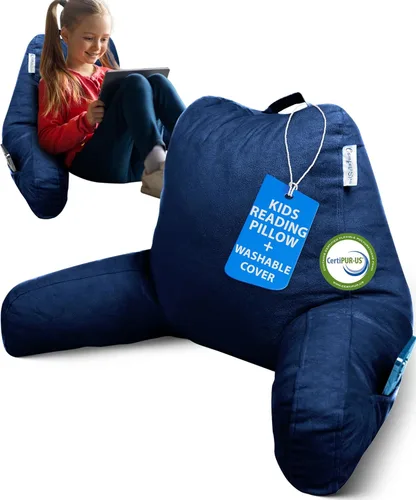 Vista 10 de ComfortSpa - Almohada de lectura para cama tamaño adulto, almohada de respaldo con brazos, bolsillos y funda lavable; Úsela como almohada de cama