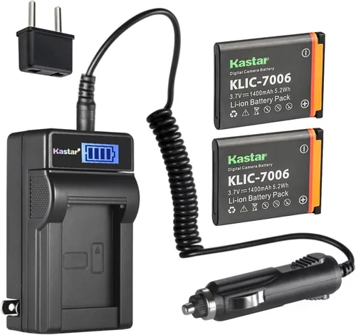 Vista 7 de Kastar Paquete de 3 baterías KLIC-7006 y cargador de CA LCD compatible con batería y cargador Kodak KLIC-7006 LB-012, Kodak PixPro FZ51