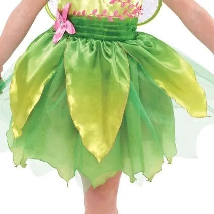 Vista 4 de Party City - Disfraz clásico de Campanilla para niña pequeña, incluye vestido de pétalos con vides rosas y alas brillantes, disfraces de Disney
