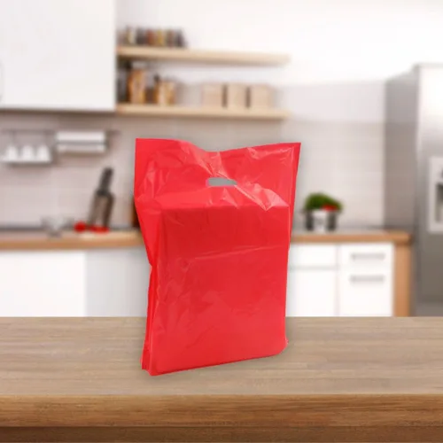 Vista 3 de Bolsas de mercancía rojas grandes de baja densidad - Caja de 500