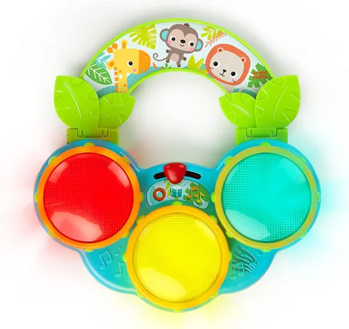 Vista 2 de Bright Starts Safari Beats - Tambor musical de juguete con luces, a partir de 3 meses, multicolor