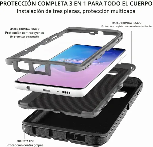 Vista 4 de Funda para Samsung Galaxy S10, protector de pantalla de poliuretano termoplástico autorreparable [2 unidades], protección de cuerpo completo a