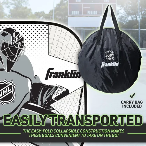 Vista 5 de Franklin Sports Juego de portería de hockey callejero portátil para niños + juego de tutor de tirador - Red plegable desplegable con objetivo