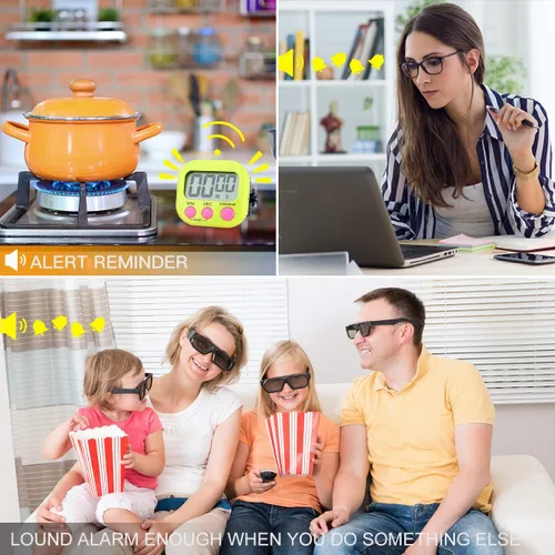 Vista 4 de Temporizador de cocina digital para profesores y niños que cocinan con interruptor magnético y de encendido/apagado y cuenta regresiva, cronómetro