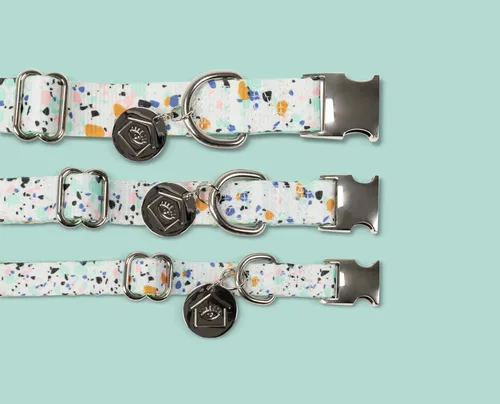 Vista 5 de Now House for Pets by Jonathan Adler Mint - Collar de terrazo, mediano, manera elegante y moderna de mantener a tu perro con un aspecto genial