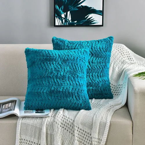 Vista 14 de YUSOKI - Fundas de almohada de pelo sintético de lujo - 18 x 18 pulgadas, juego de 2 - Fundas de almohada decorativas de pelo suave y esponjoso