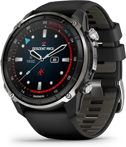 Vista 10 de Garmin Descent™ Mk3, computadora de buceo estilo reloj, 1.693 in, gris niebla Subwave Sonar Networking, Multiple Dive Modes, Dive Focused Design