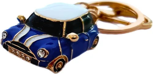 Vista 5 de Llavero de coche estilo Mini, regalo con detalles de diamantes de imitación, novedad