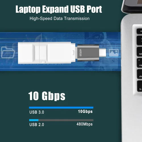 Vista 4 de Paquete de 4 adaptadores USB C a USB, 2 adaptadores USB-C a USB-A y 2 adaptadores USB-A a USB-C hembra, transferencia de datos de velocidad y carga
