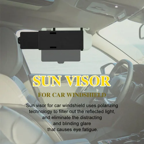 Vista 6 de Extensión de Visera Solar Polarizada para Automóvil con Lente de PC y Parasol Lateral, Visera Antirreflejo para Parabrisas - Universal para la Negro