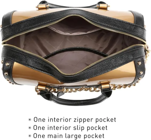 Vista 5 de Bolsas de mano de charol sintético brillante, asa superior, forma de barril, bolso de hombro para mujer