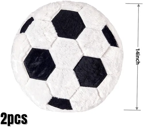 Vista 2 de XIYUAN 2 almohadas de felpa de fútbol de 14 pulgadas, juguetes de peluche de fútbol blanco suaves y duraderos para decoración del hogar, sofá, cojín