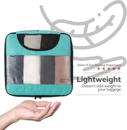 Vista 9 de 6 Set Packing Cubes for Suitcases, Travel Organizer Bags for Carry on Luggage, Veken Suitcase Organizer Bags Set for Travel Essentials Travel